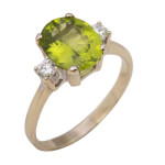 Gouden ring met diamant en Peridot